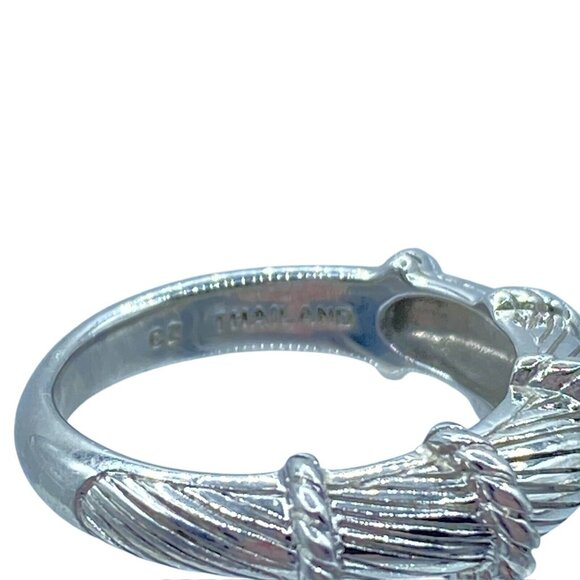 Judith Ripka Sterling Silver 925 Dangling Heart Diamonique Ring Size 7 Designer - Picture 5 of 12